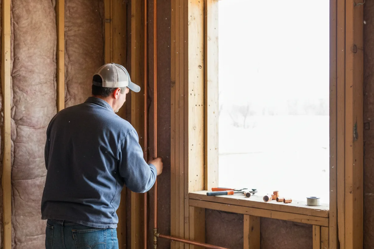 Licensed plumber running new copper supply lines in a Ripon home