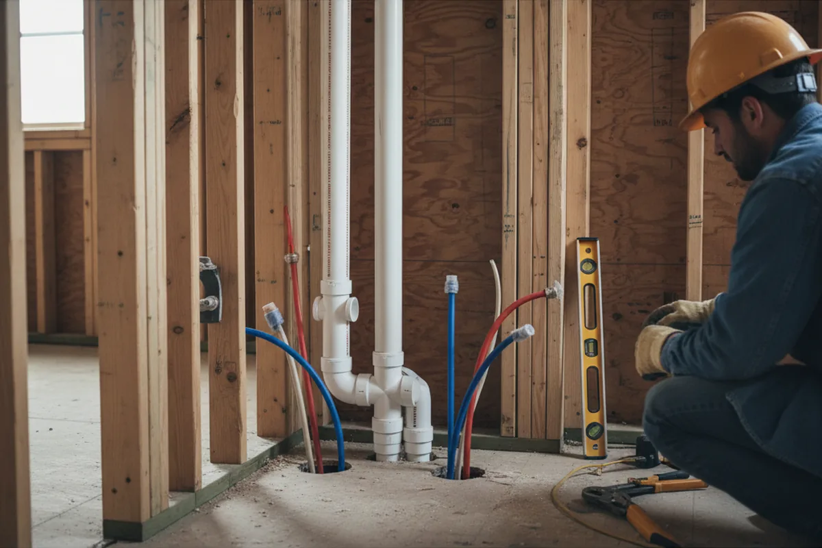 Drain and supply rough-in during Toilet Repair and Installation in Ripon